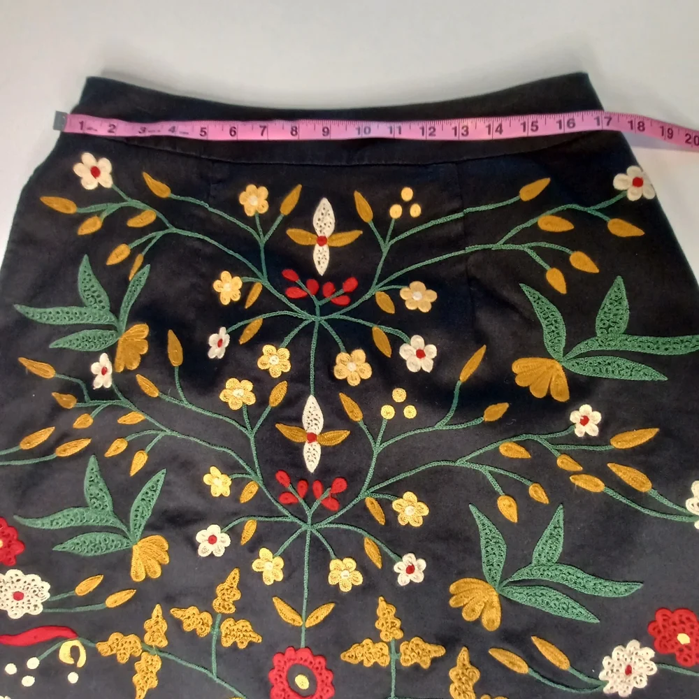 Eshakti Custom Wayward Fancies Floral Embroidered Embellished A-line Skirt - Picture 7 of 11